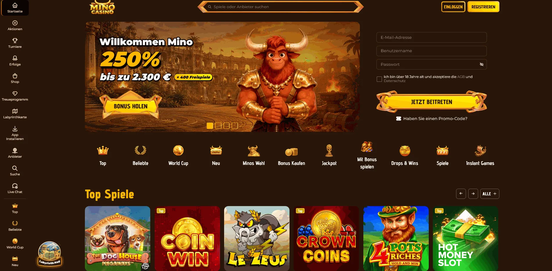 Mino casino offers Mino online casino homepage